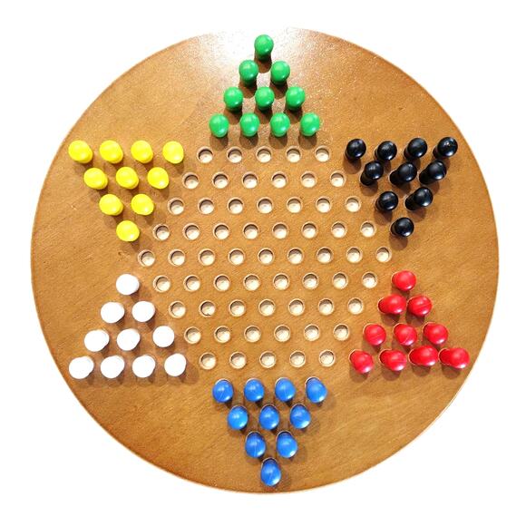 Cardinal Wood Chinese Checkers Game Complete 60 Colored Pegs 2-6 Players Ages 4+ - Picture 3 of 4
